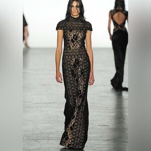 Tadashi Shoji Black Lace Maxi Dress 14